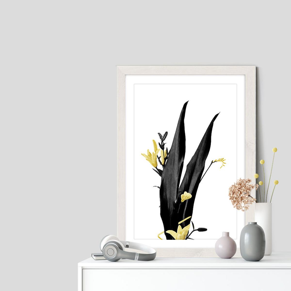 Flower Minimal Black and Gold 3 Art Print White Frame – image 7