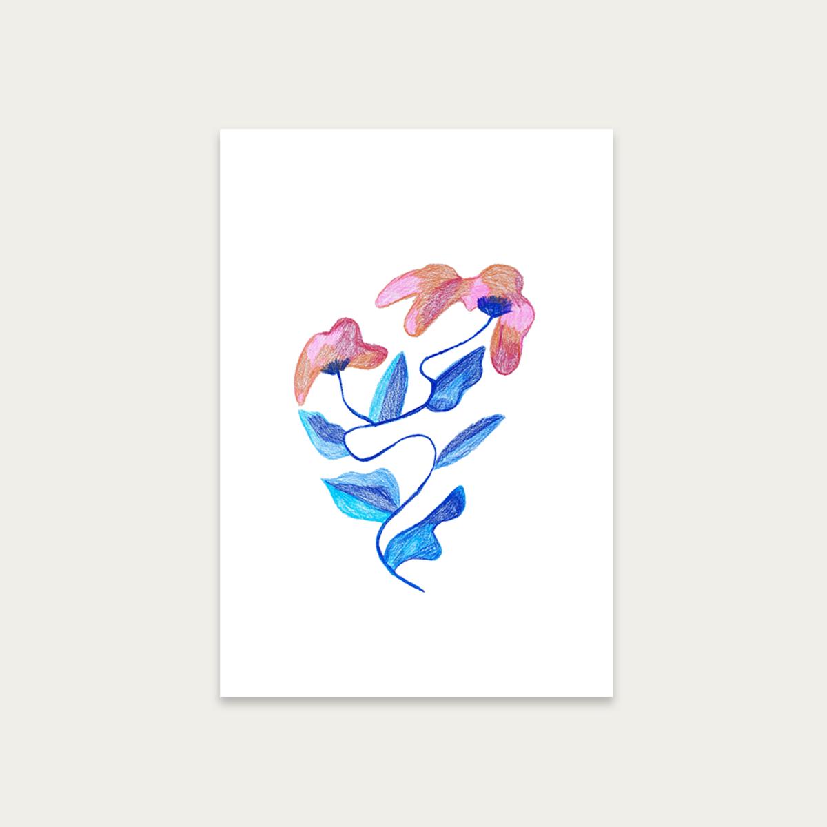 Abstract Flowers Art Print Unframed