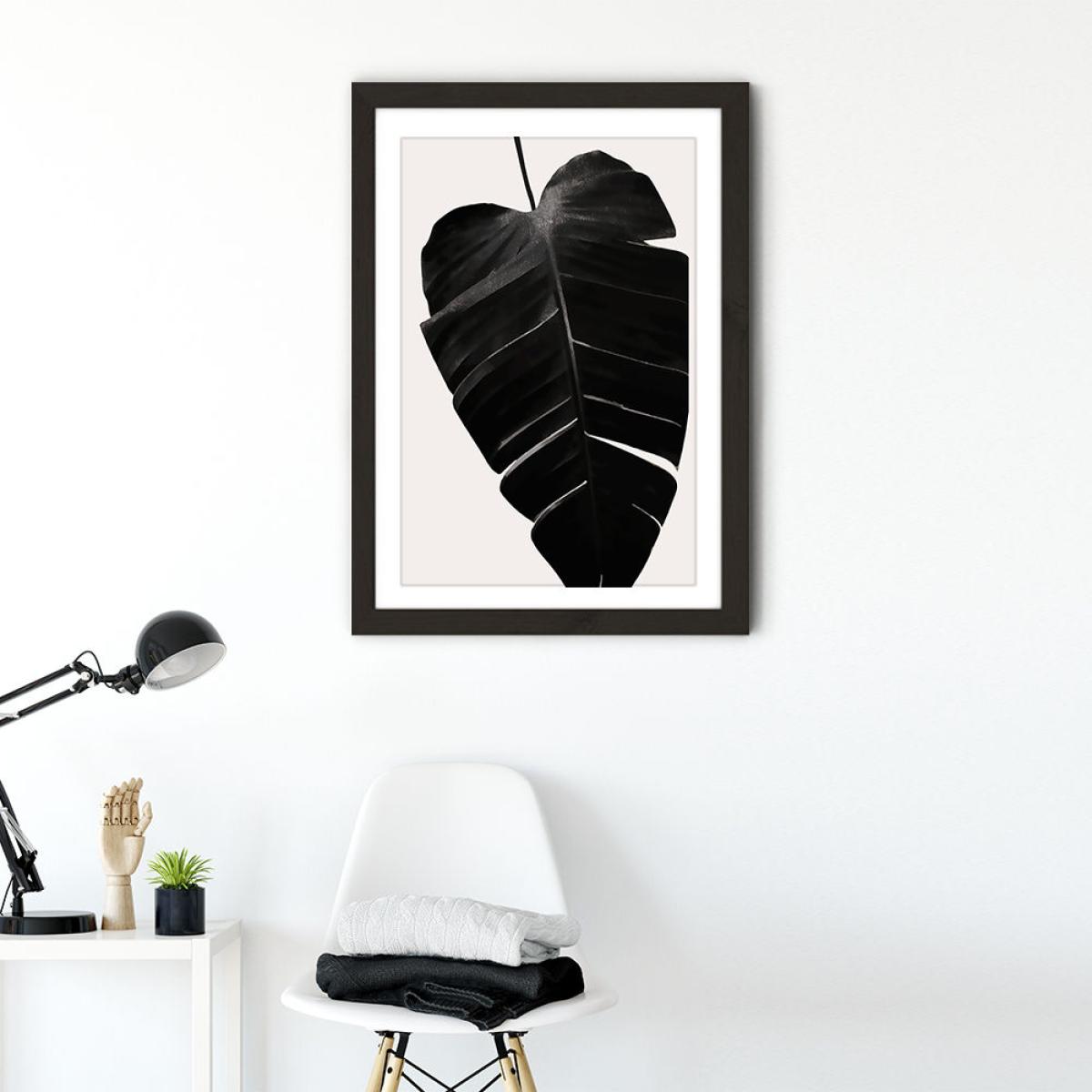 Black Leaf No.6 Art Print Black Frame – image 2