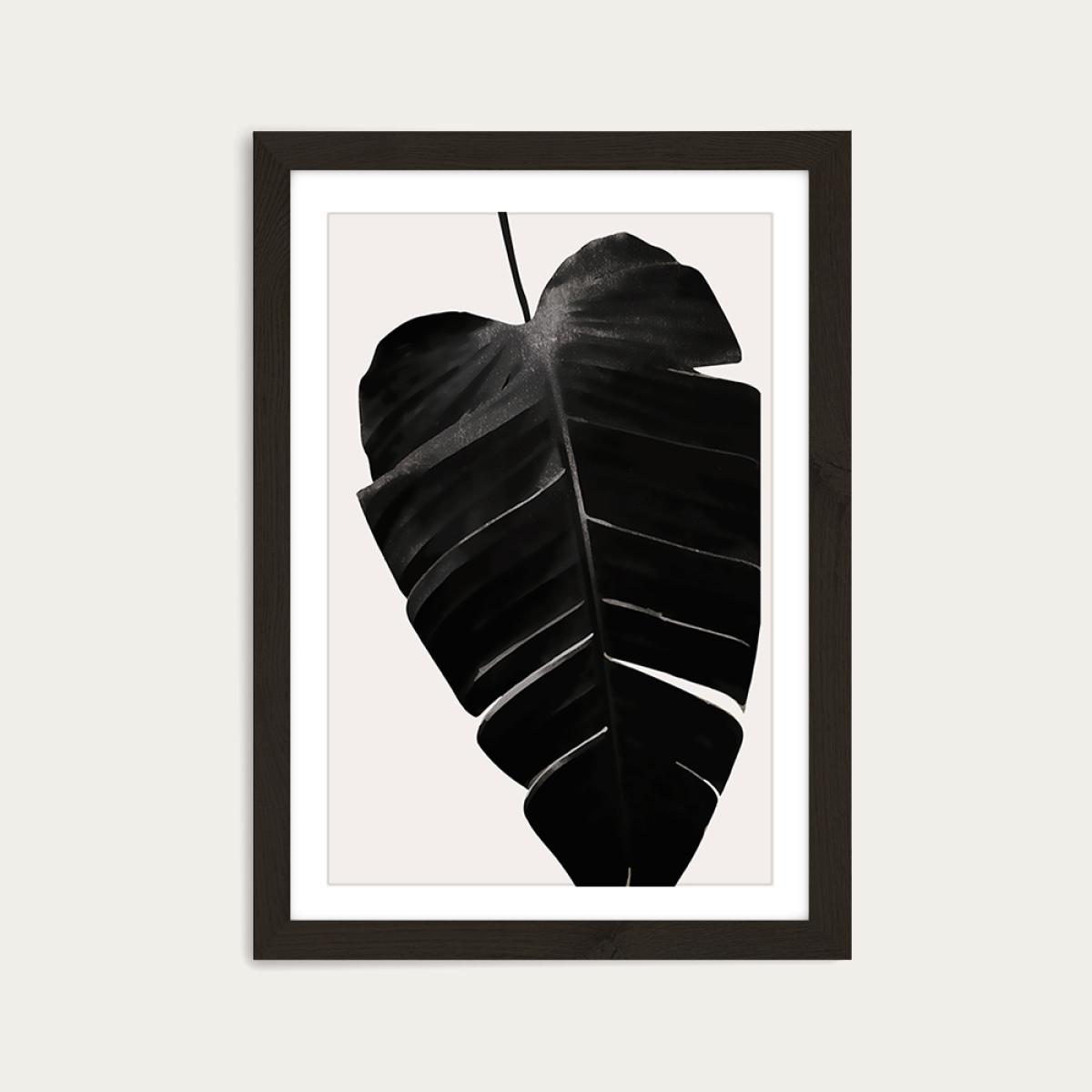 Black Leaf No.6 Art Print Black Frame – image 1