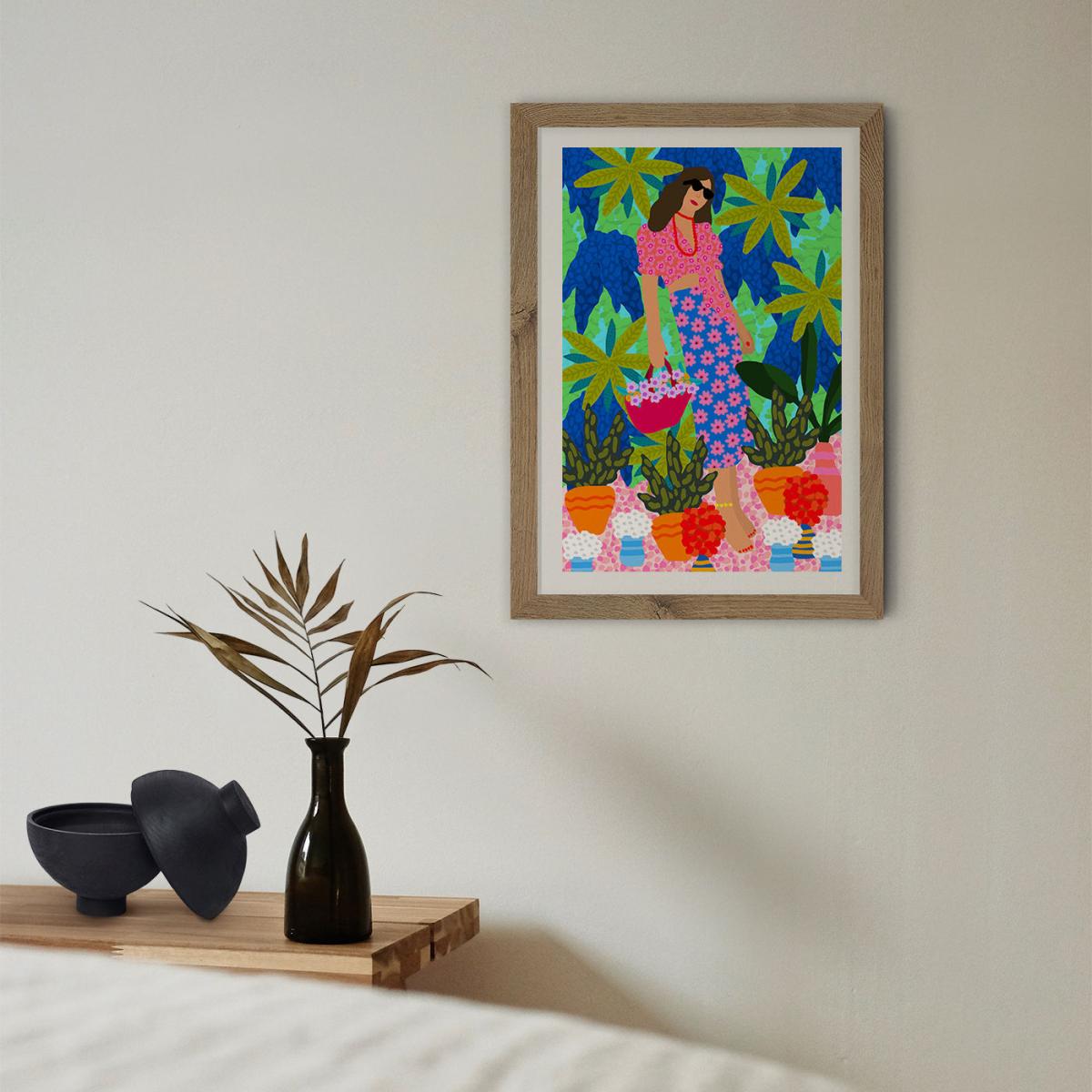 Walking Between Gardens Art Print Oak Frame – image 11
