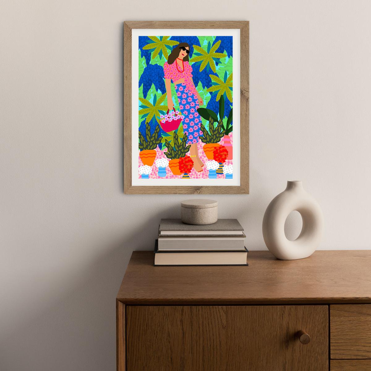 Walking Between Gardens Art Print Oak Frame – image 4