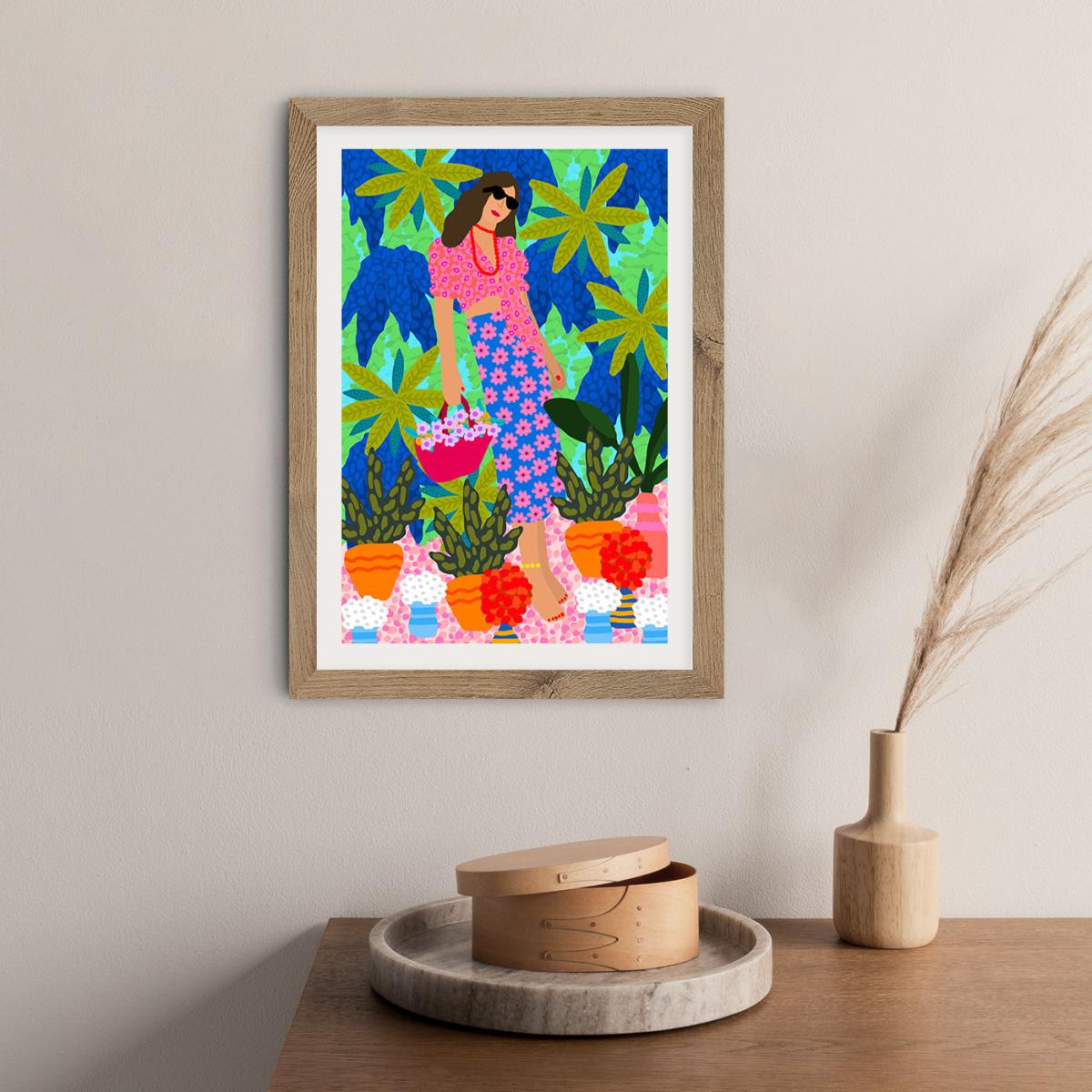 Walking Between Gardens Art Print Oak Frame – image 5
