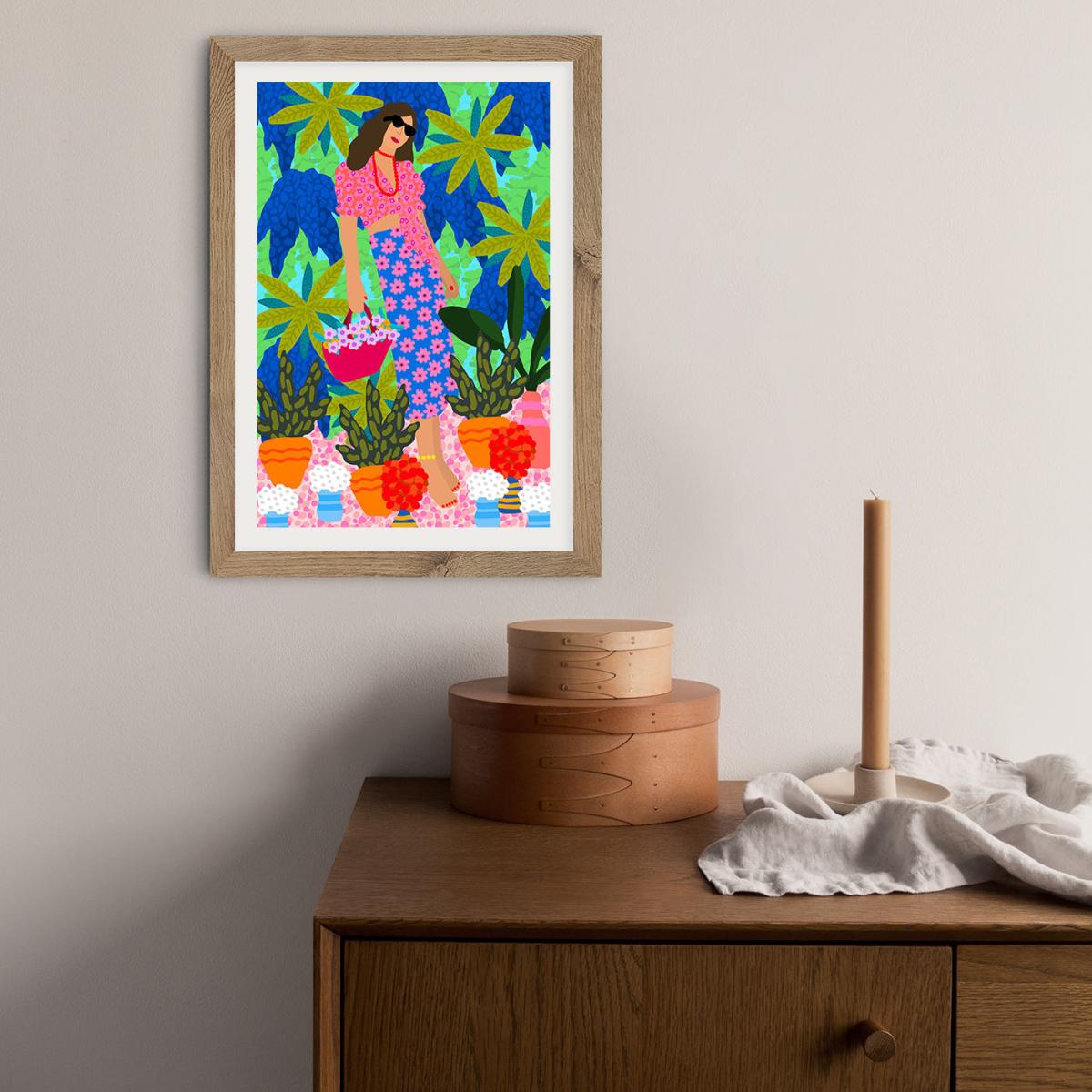 Walking Between Gardens Art Print Oak Frame – image 9
