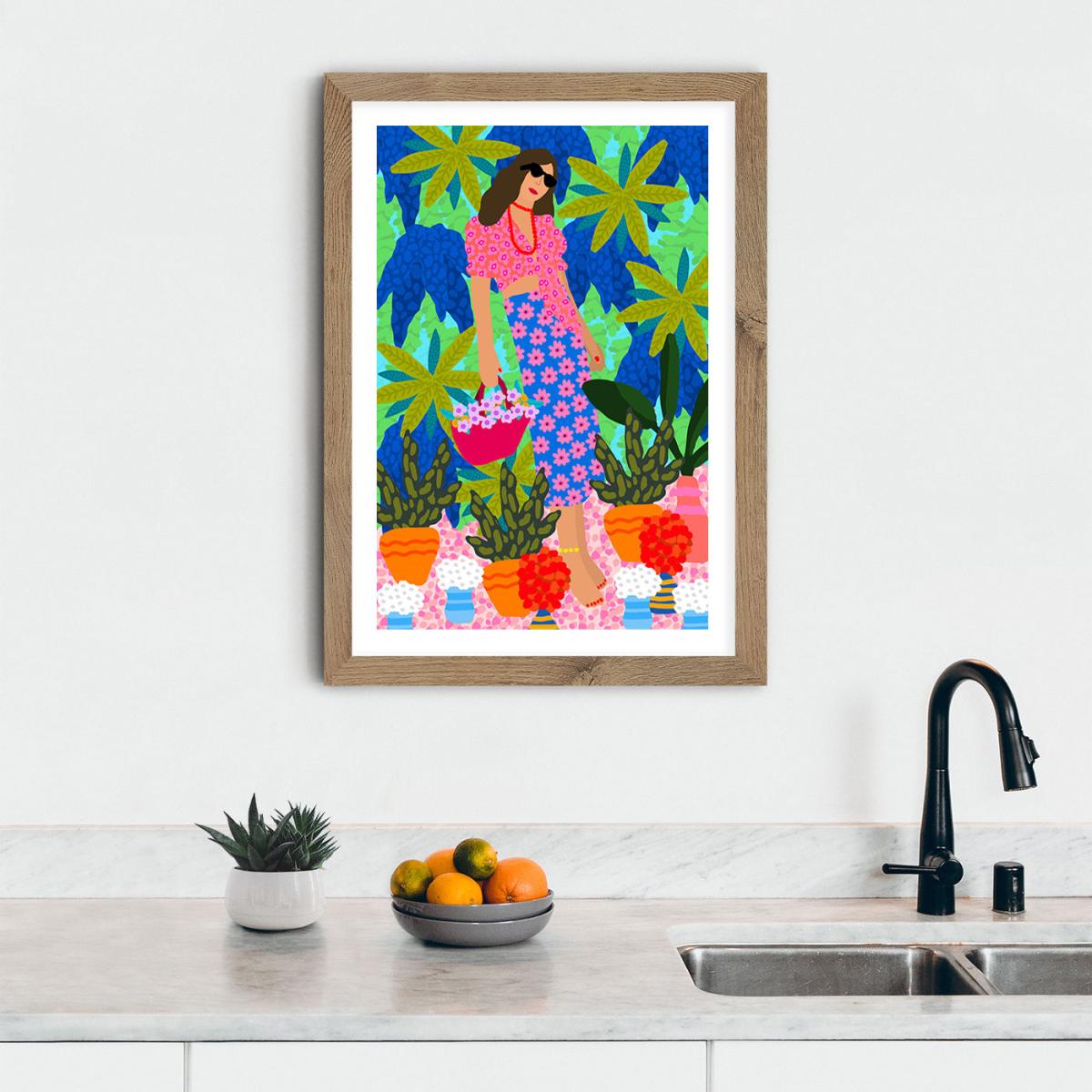 Walking Between Gardens Art Print Oak Frame – image 10