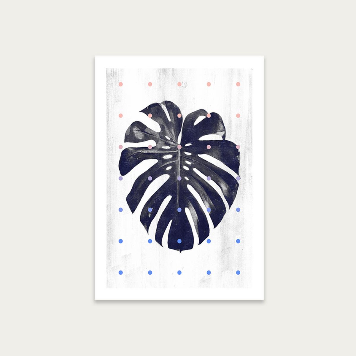 Monstera and Dots Art Print Unframed