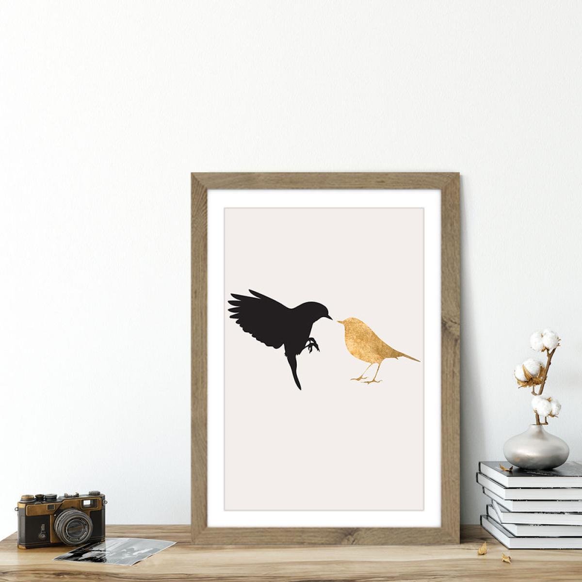 Lovebirds 1 Art Print Oak Frame – image 5