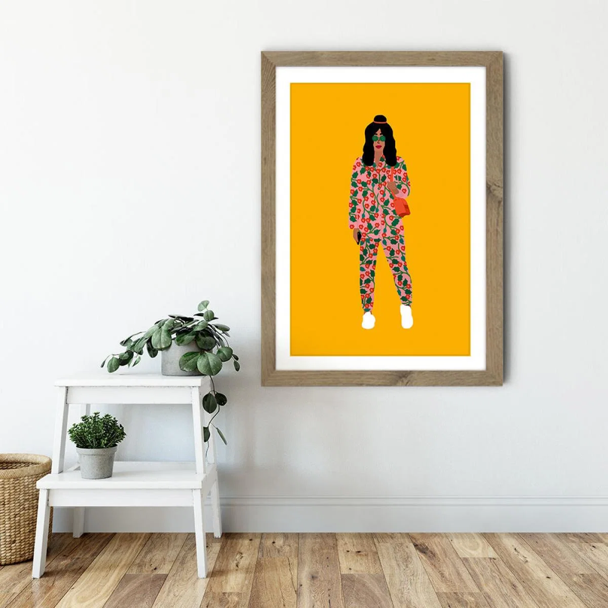 Fashion Week Girl Art Print Oak Frame – image 6