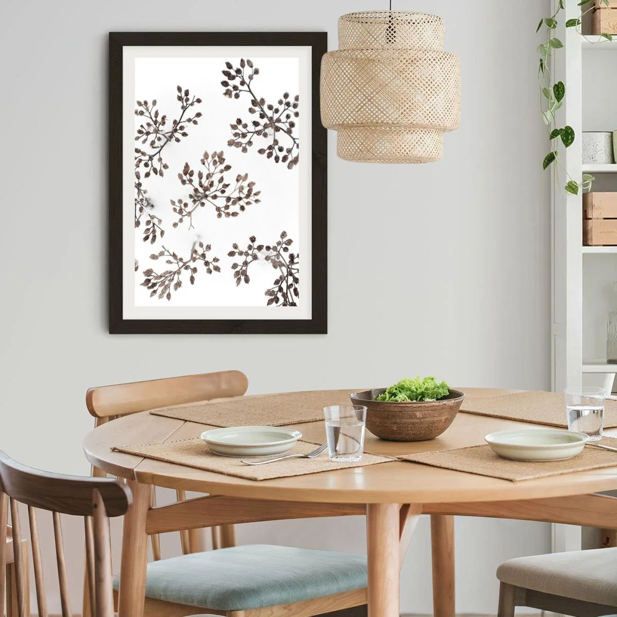 Dried Flowers in Winter White Snow Art Print Black Frame – image 10