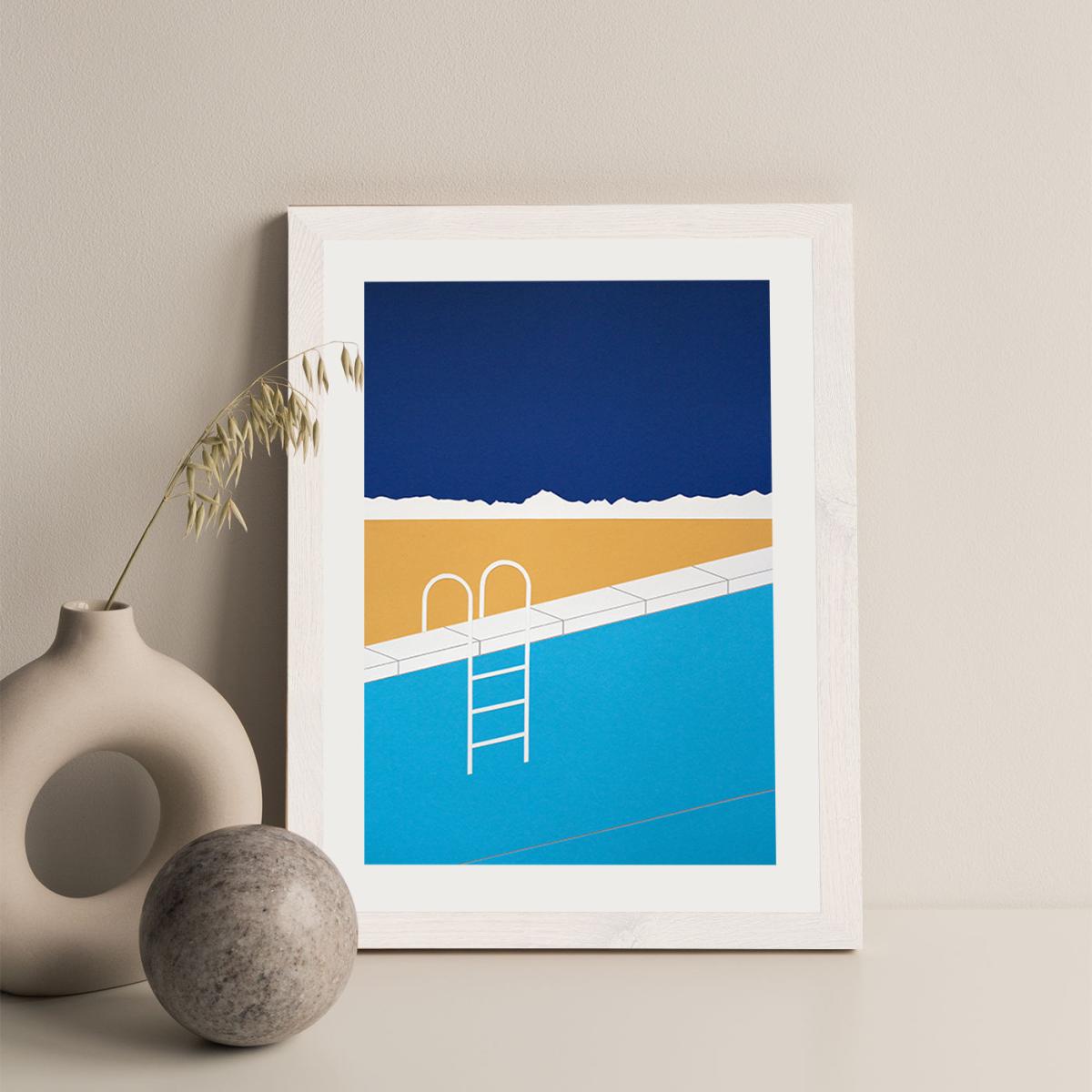 Desert Pool Art Print White Frame – image 2