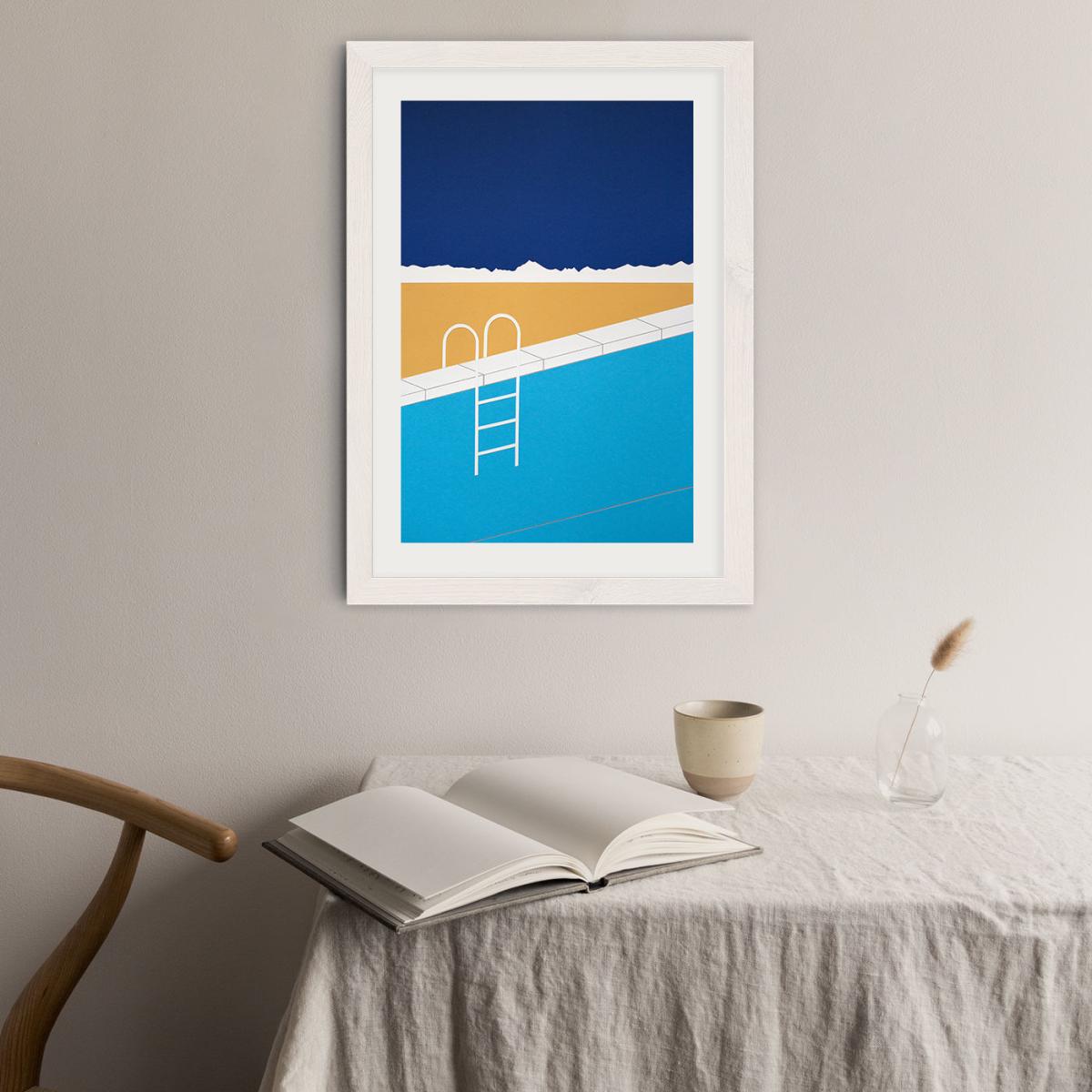 Desert Pool Art Print White Frame – image 3