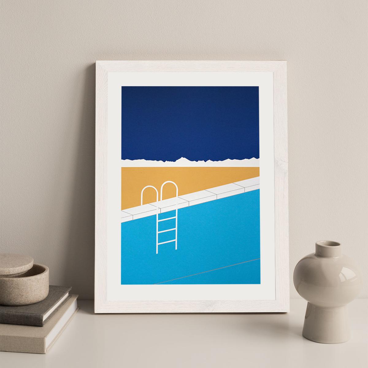Desert Pool Art Print White Frame – image 4