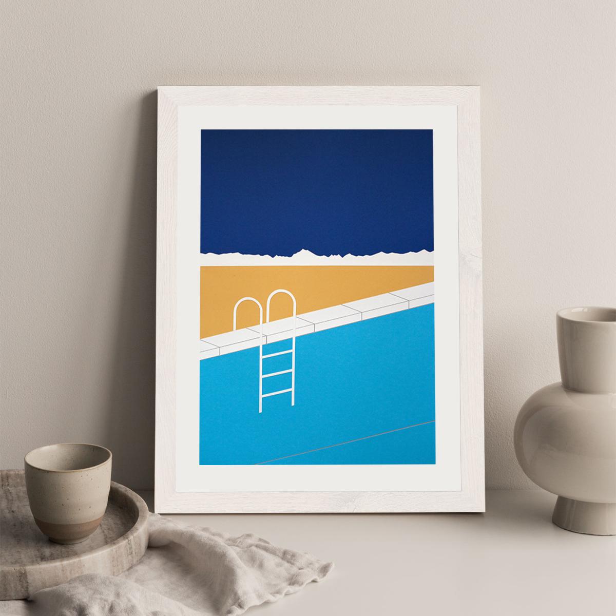 Desert Pool Art Print White Frame – image 5