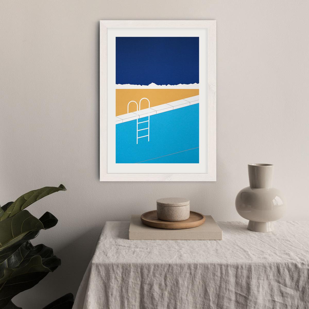 Desert Pool Art Print White Frame – image 6