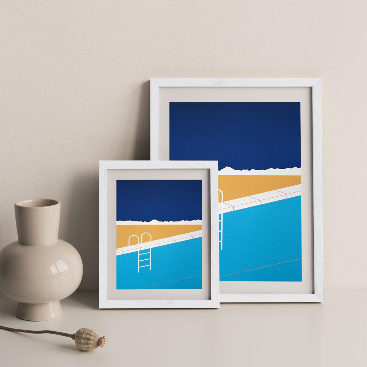 Desert Pool Art Print White Frame – image 9
