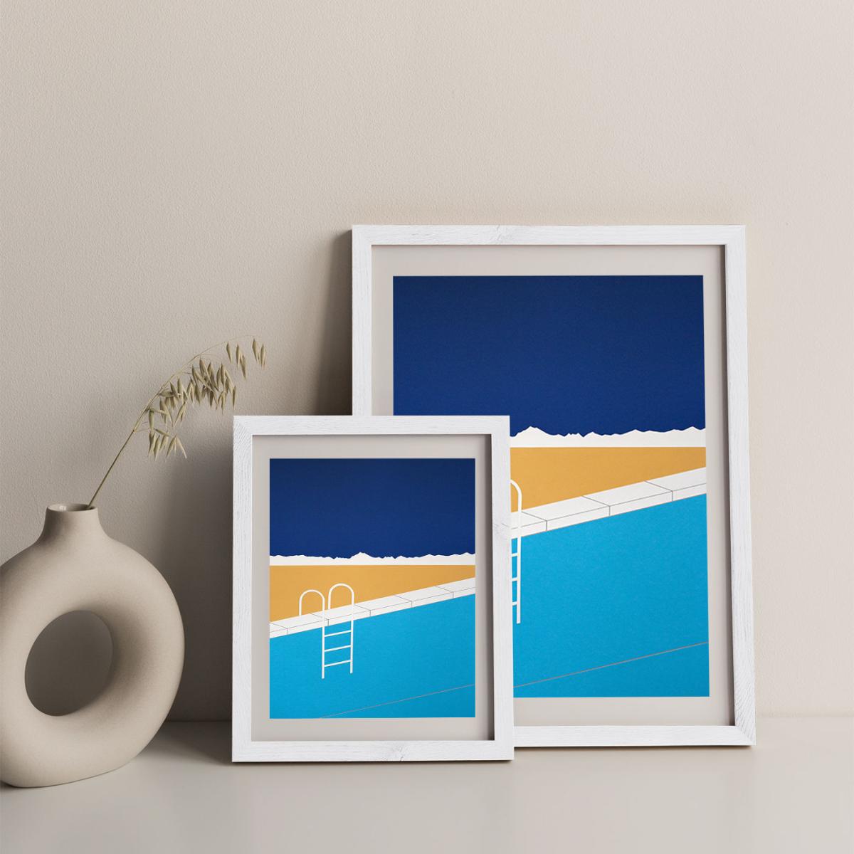 Desert Pool Art Print White Frame – image 10