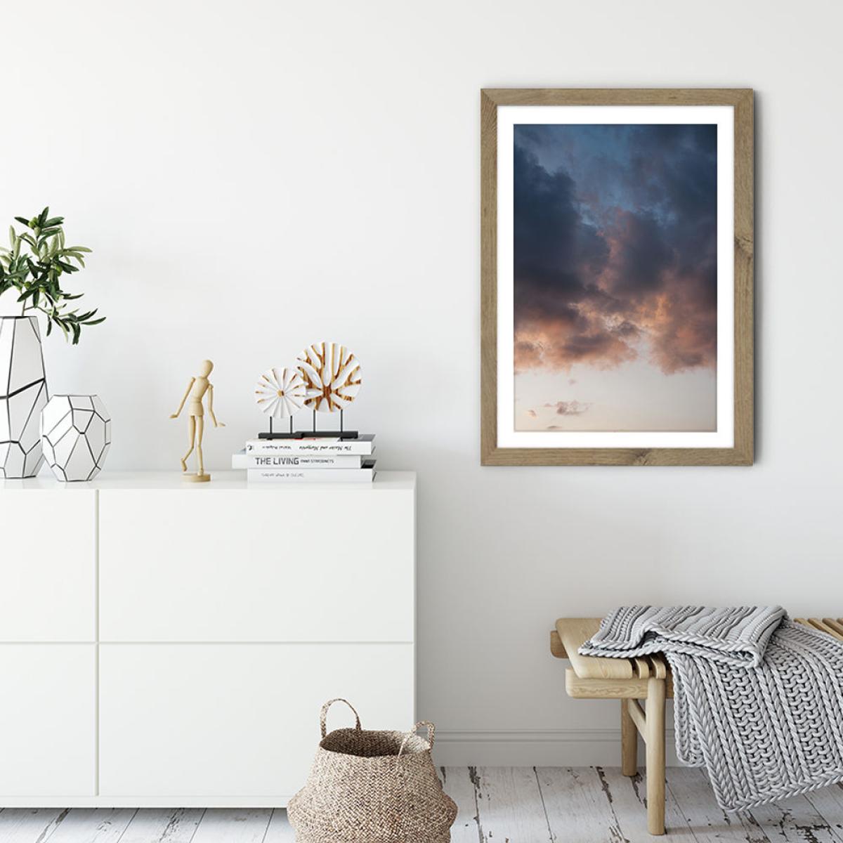 Pastel Sunset Sky Art Print Oak Frame – image 3