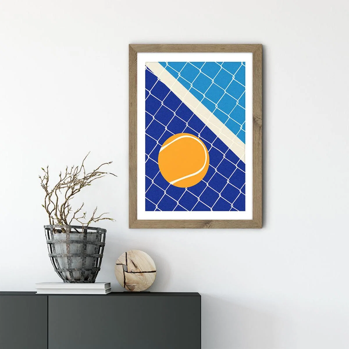 Matchball Art Print Oak Frame – image 2