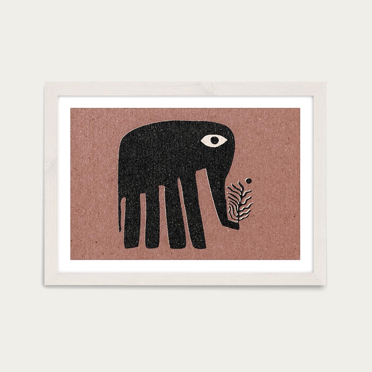 The Elephant Art Print White Frame – image 1