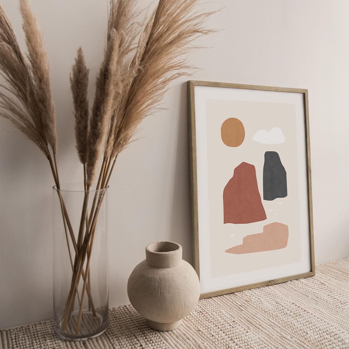 Landscape & Sun Art Print Oak Frame – image 3