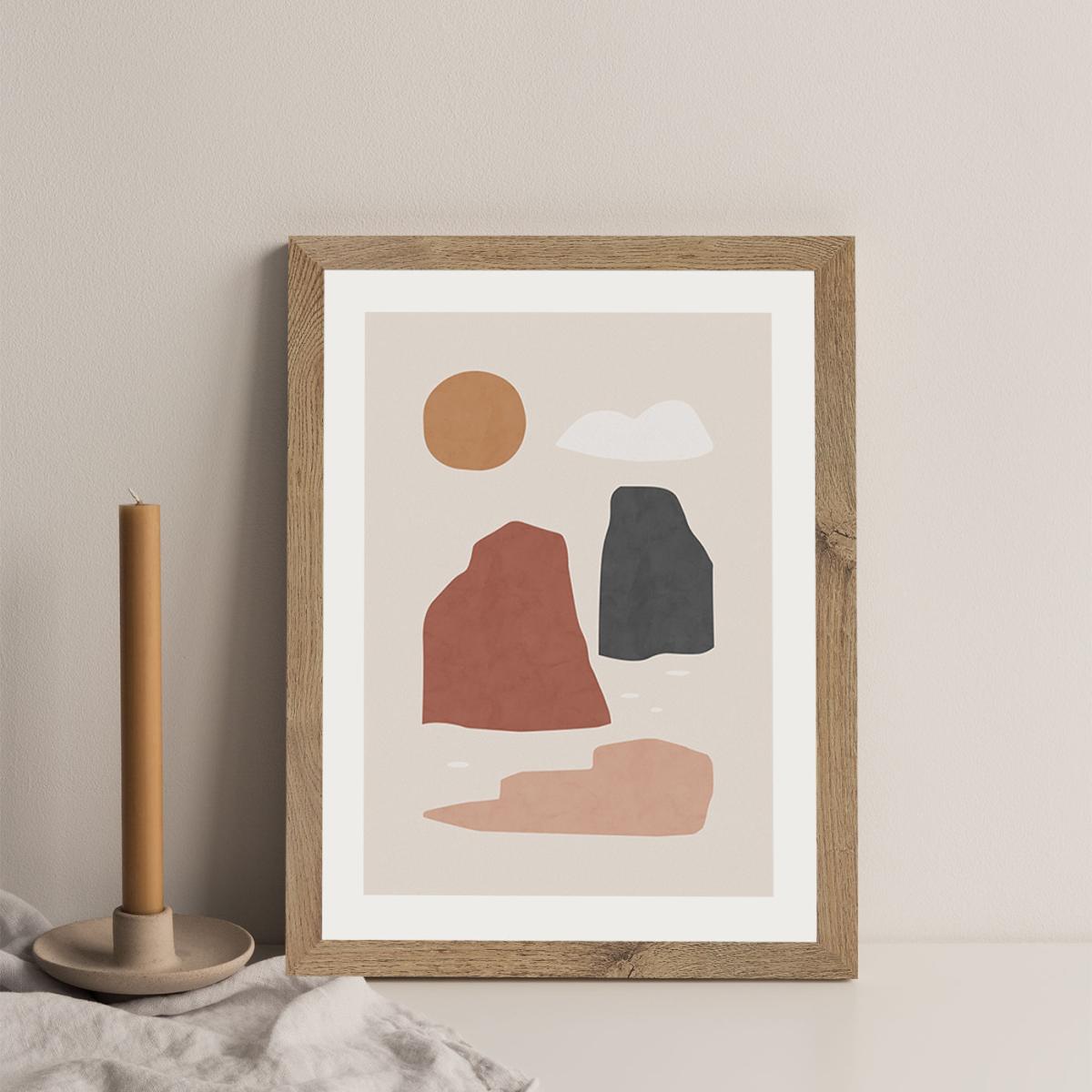 Landscape & Sun Art Print Oak Frame – image 4