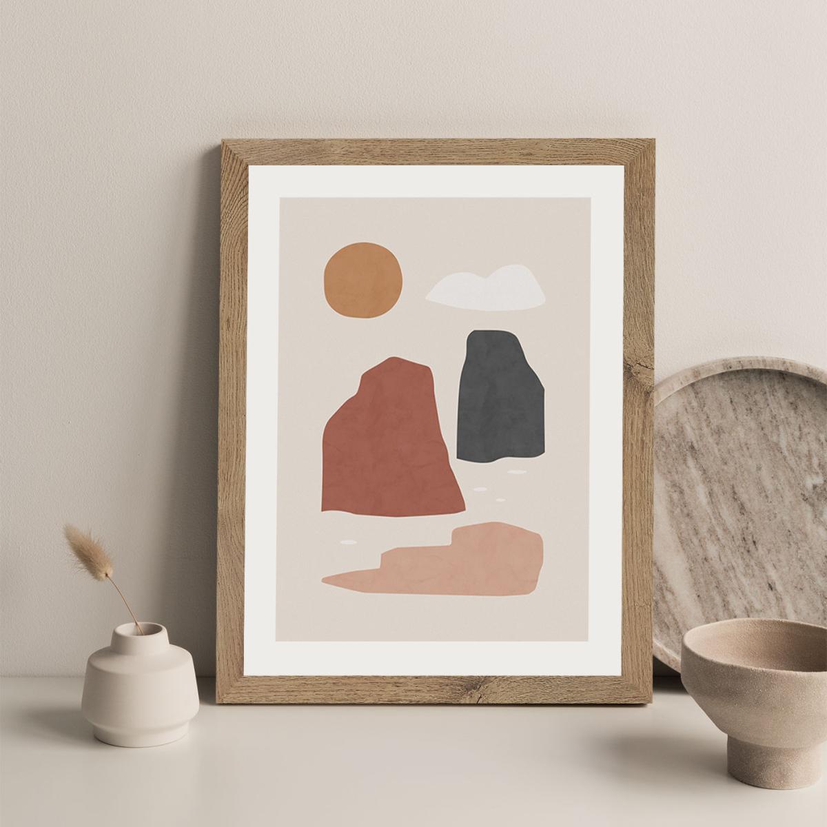Landscape & Sun Art Print Oak Frame – image 6