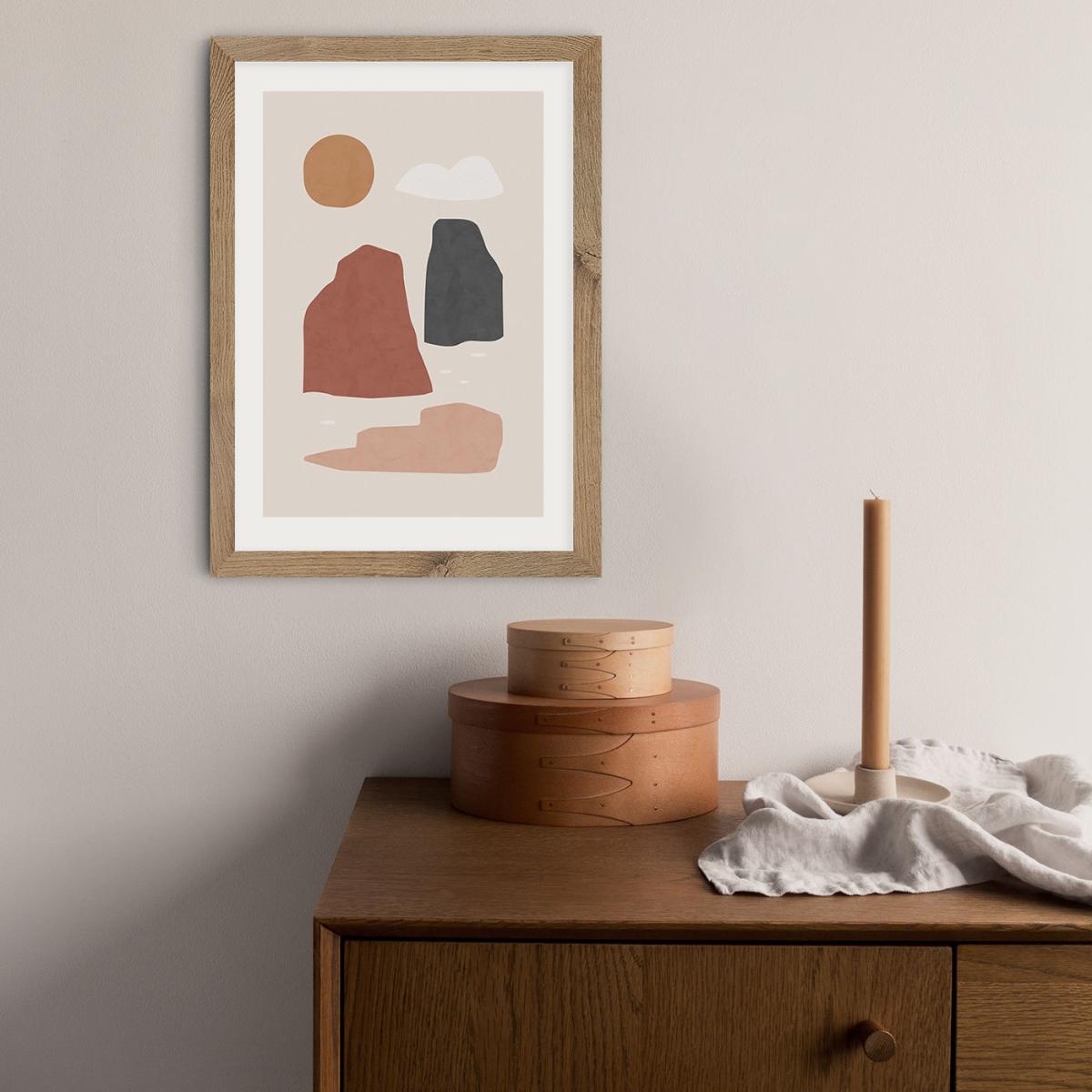Landscape & Sun Art Print Oak Frame – image 9