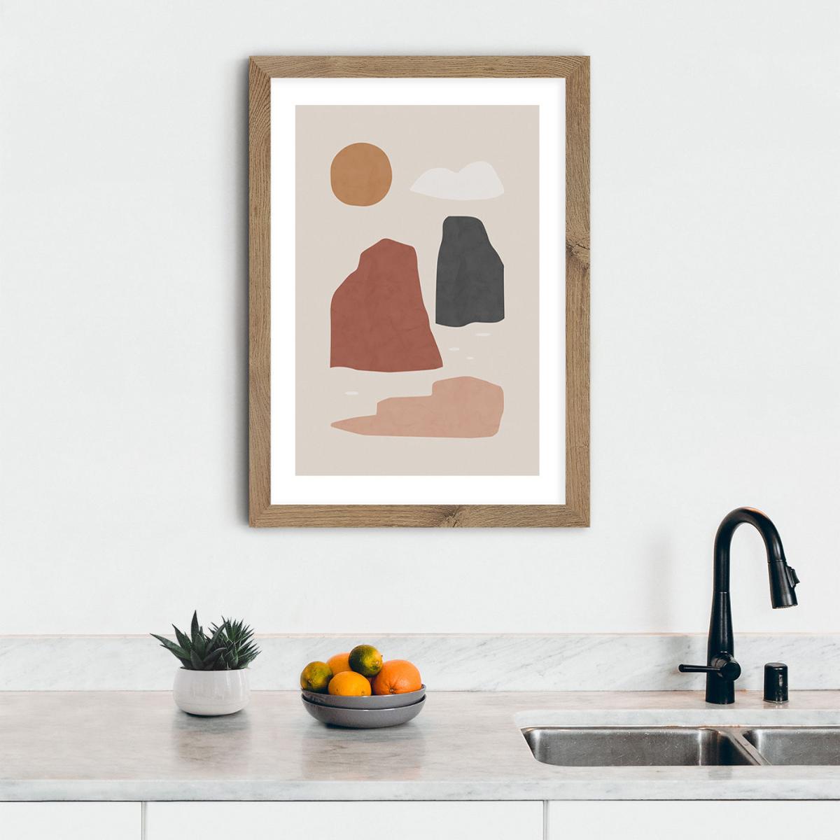 Landscape & Sun Art Print Oak Frame – image 10