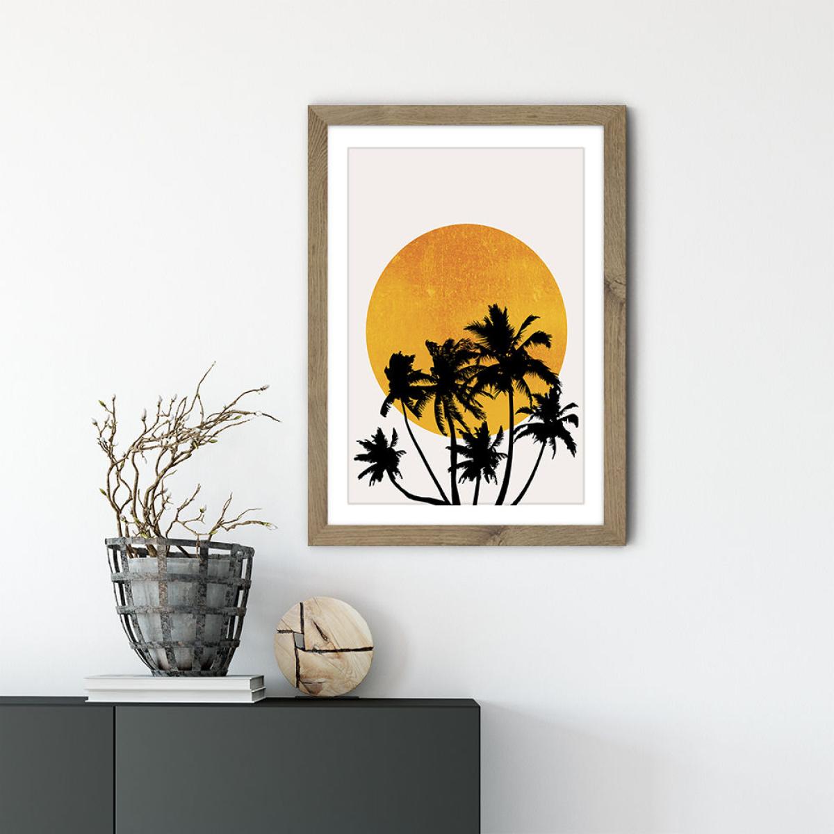 Miami Beach Sunset Art Print Oak Frame – image 2
