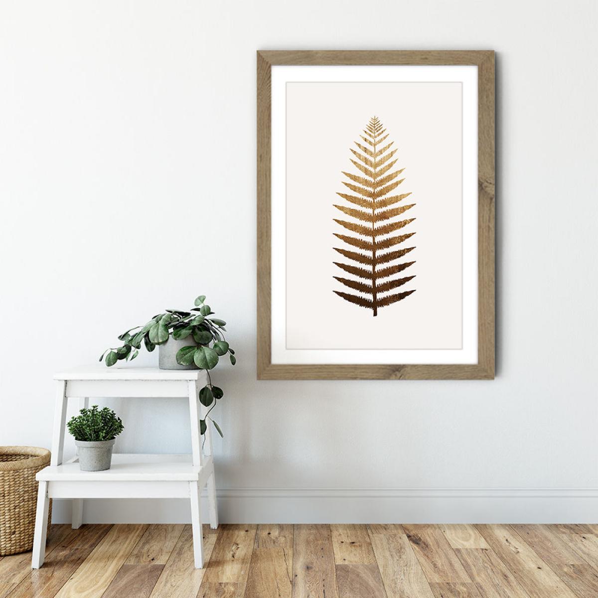 Golden leaf No.7 Art Print Oak Frame – image 5