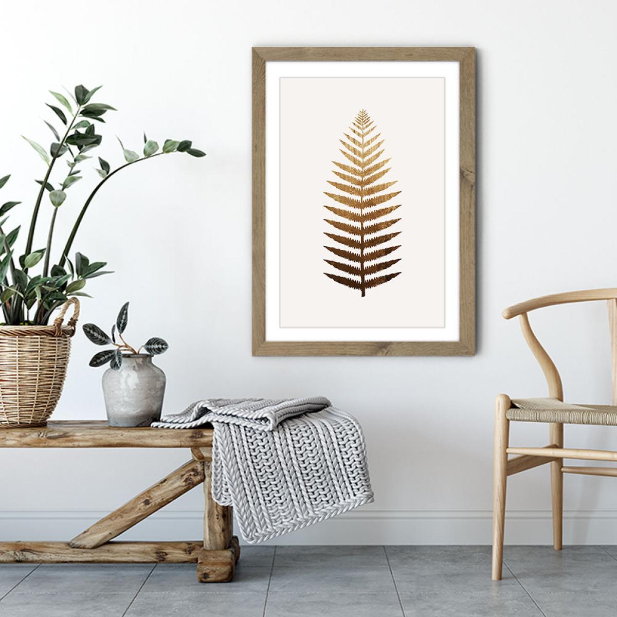 Golden leaf No.7 Art Print Oak Frame – image 6