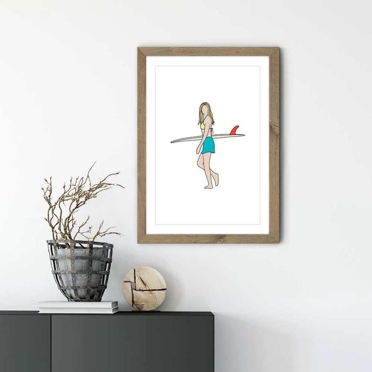 Little Red Art Print Oak Frame – image 2