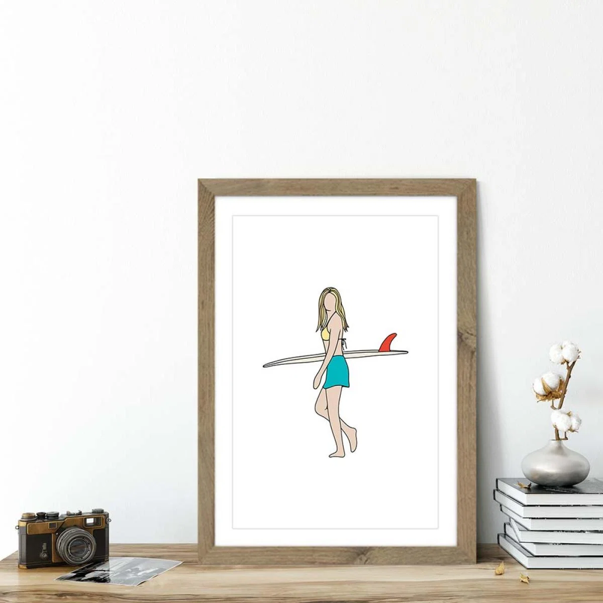 Little Red Art Print Oak Frame – image 4