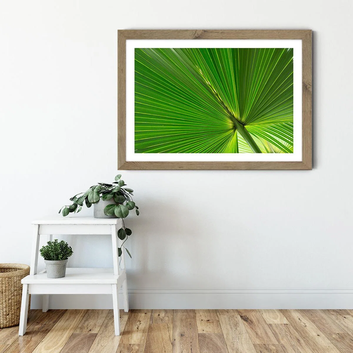 Fan Palm Leaves 1 Art Print Oak Frame – image 4