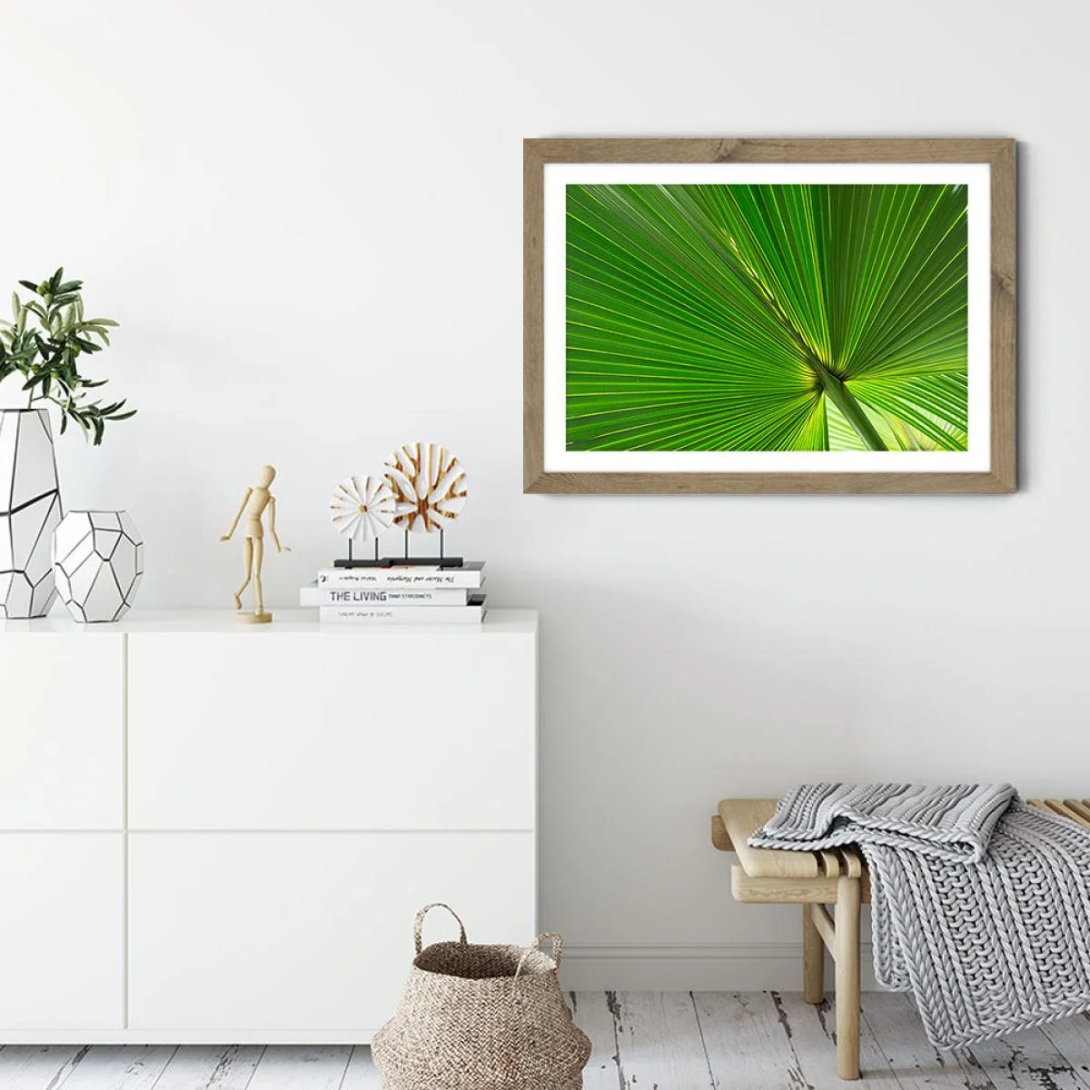 Fan Palm Leaves 1 Art Print Oak Frame – image 5