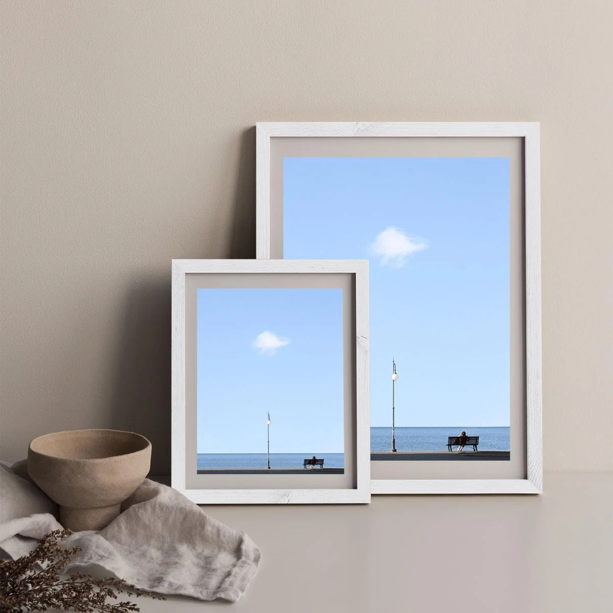 Lonely Bench Cloud Art Print White Frame – image 11