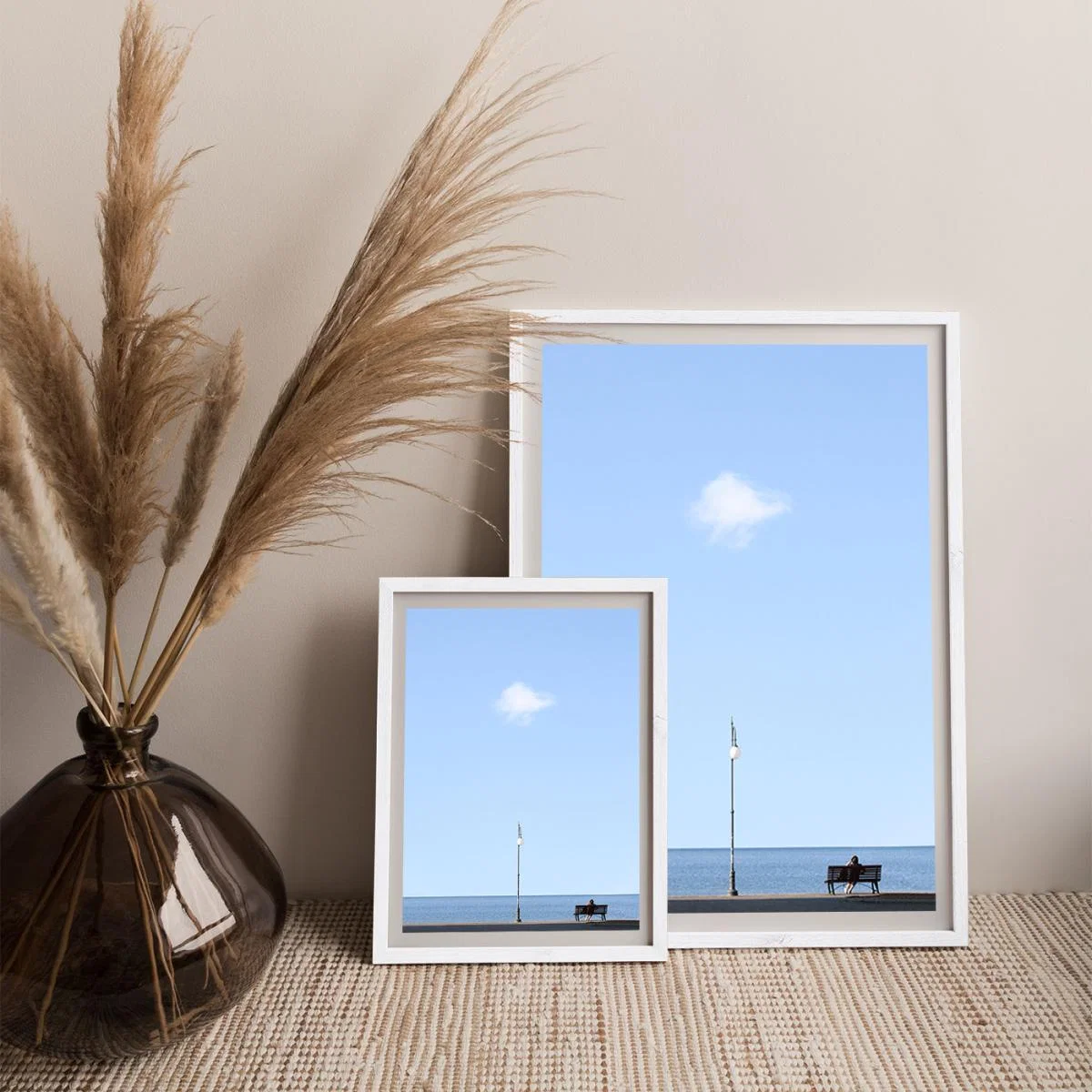 Lonely Bench Cloud Art Print White Frame – image 7