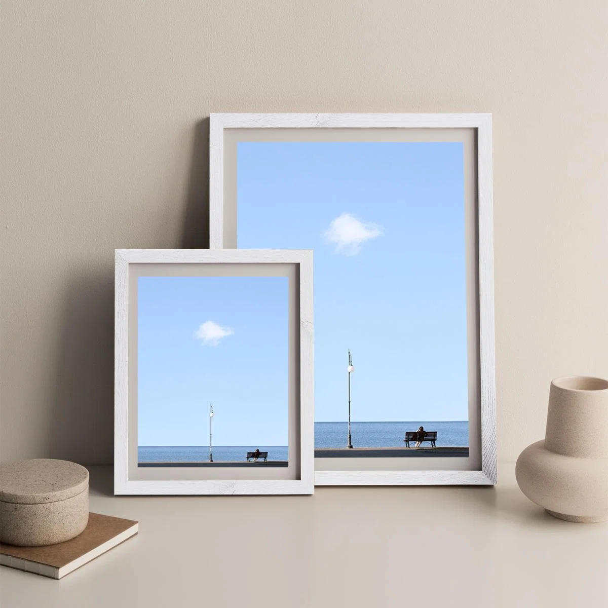 Lonely Bench Cloud Art Print White Frame – image 8