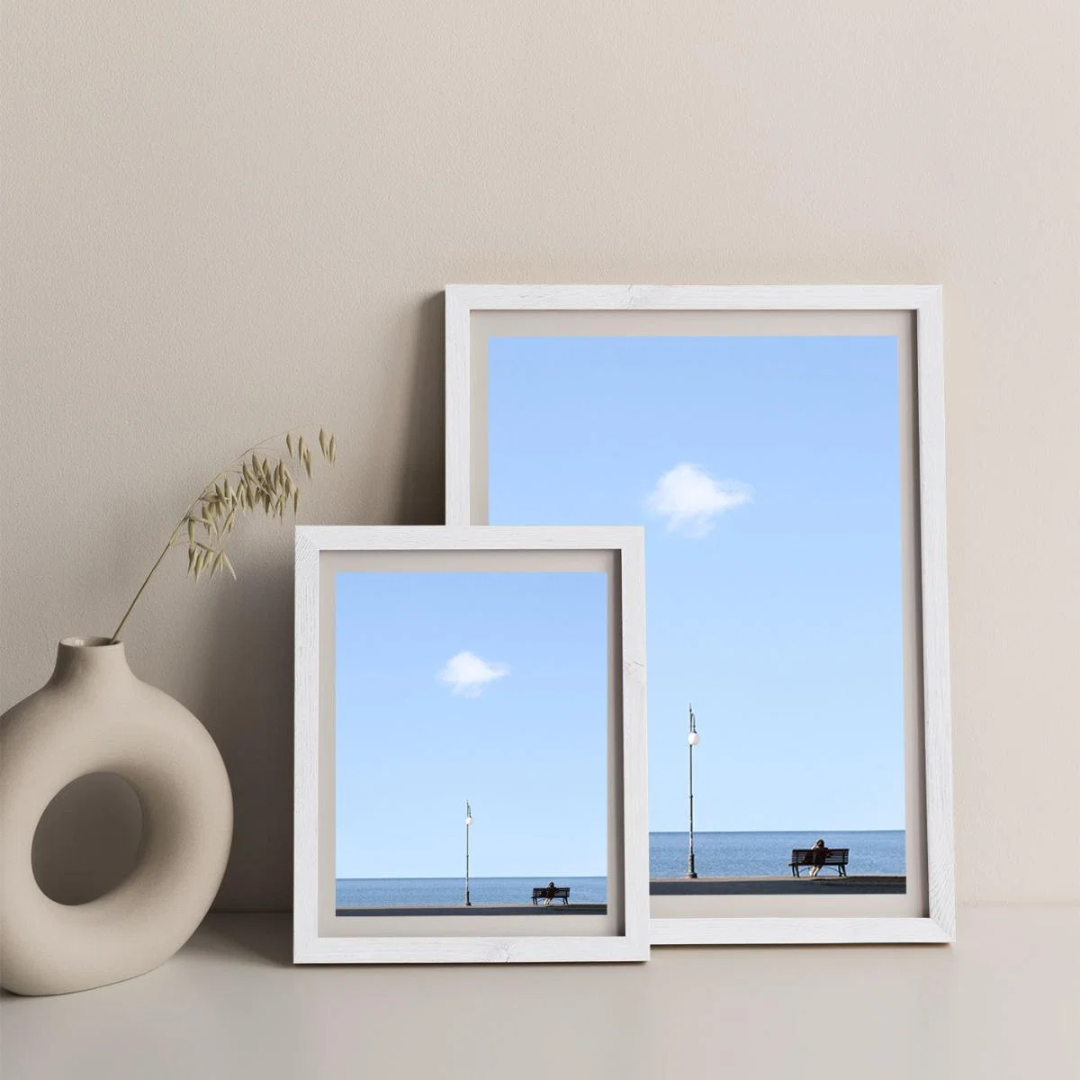 Lonely Bench Cloud Art Print White Frame – image 9