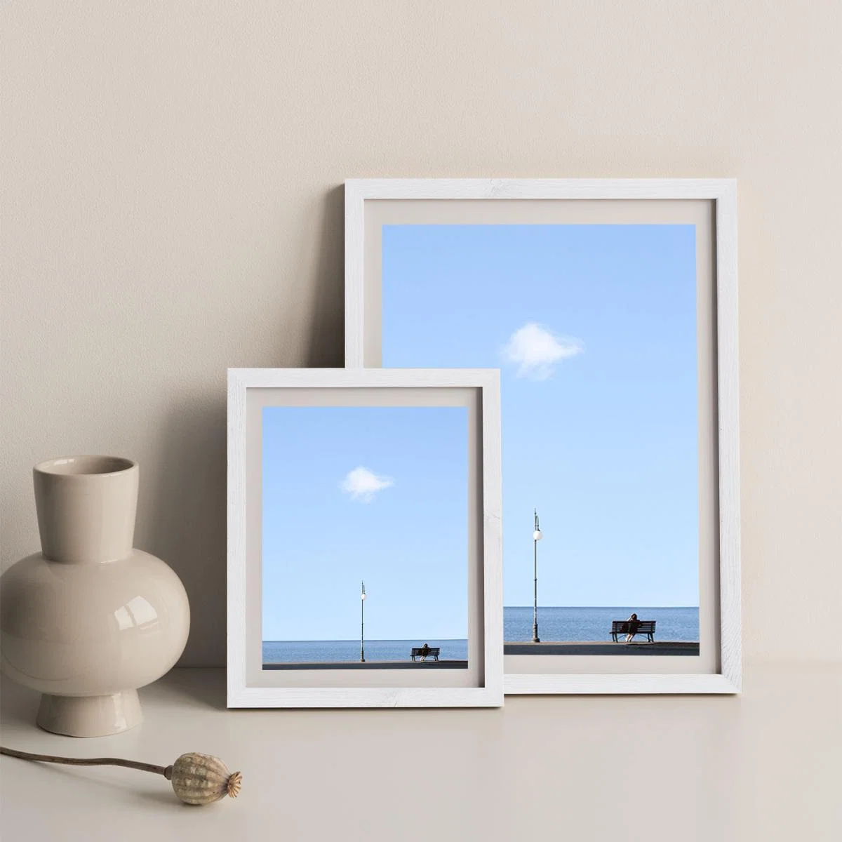 Lonely Bench Cloud Art Print White Frame – image 10