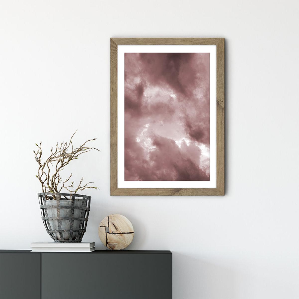Blush Clouds Art Print Oak Frame – image 2