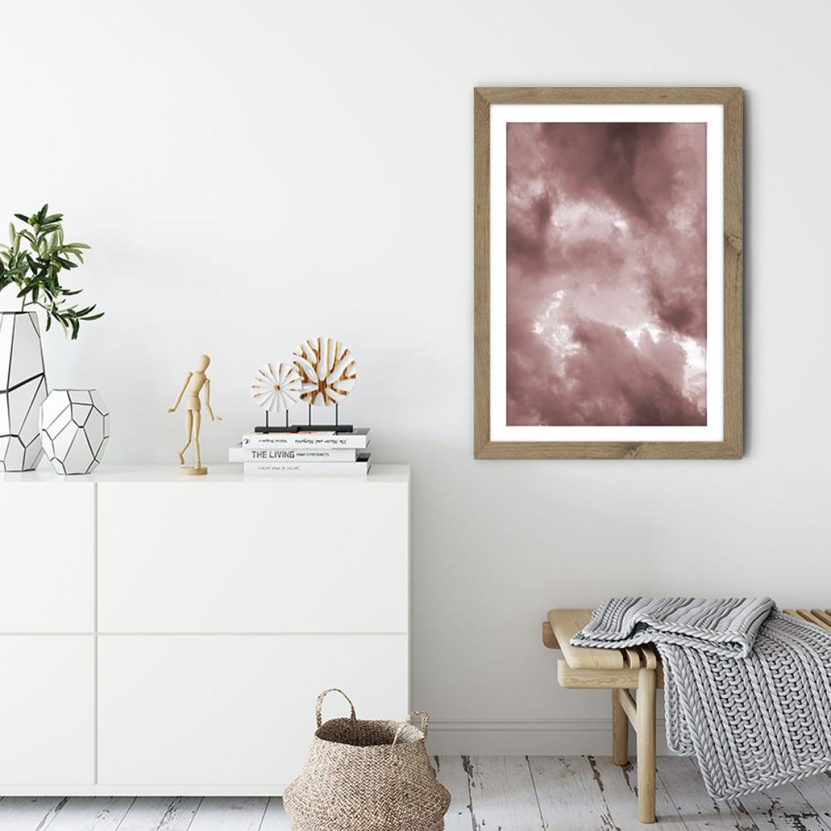 Blush Clouds Art Print Oak Frame – image 3