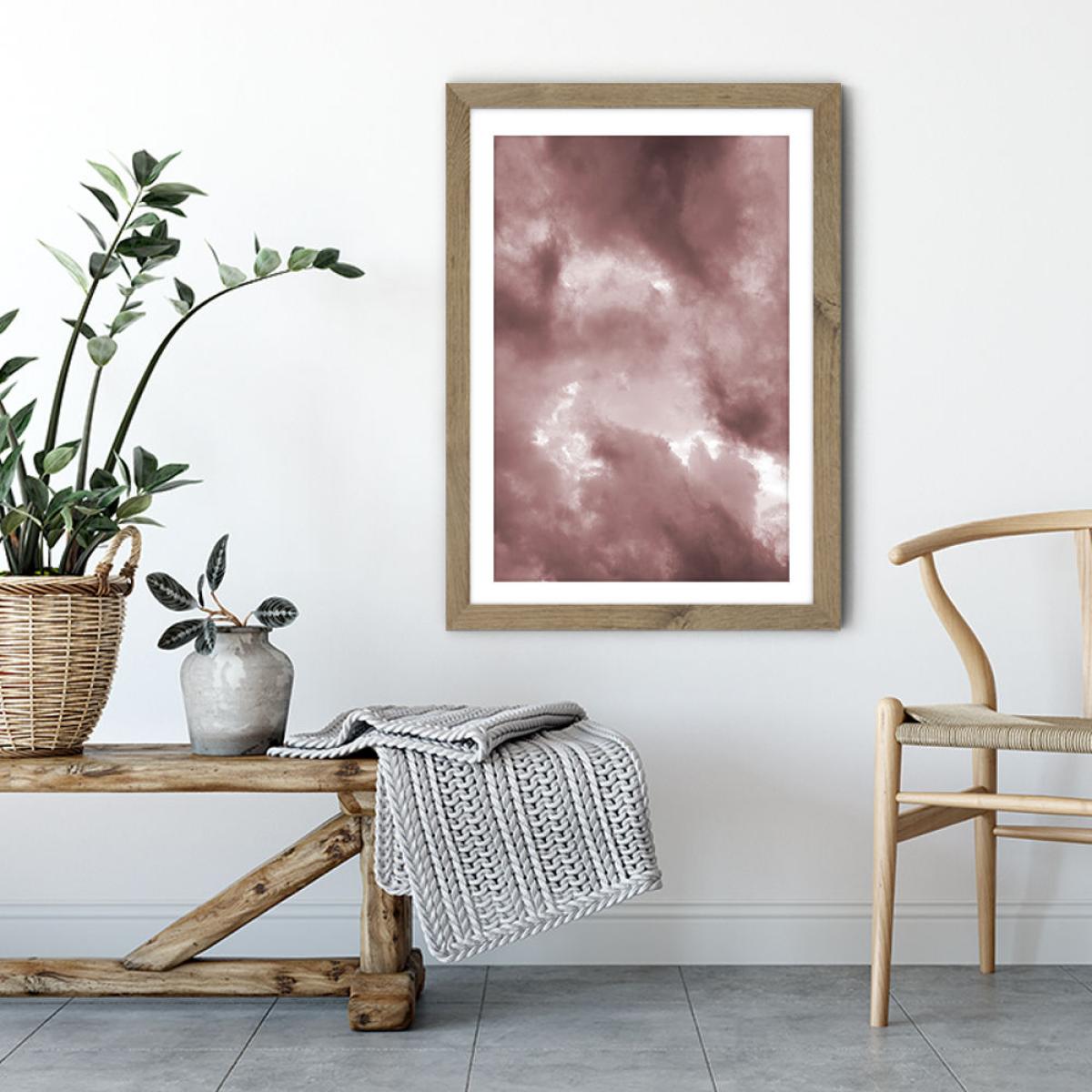Blush Clouds Art Print Oak Frame – image 4