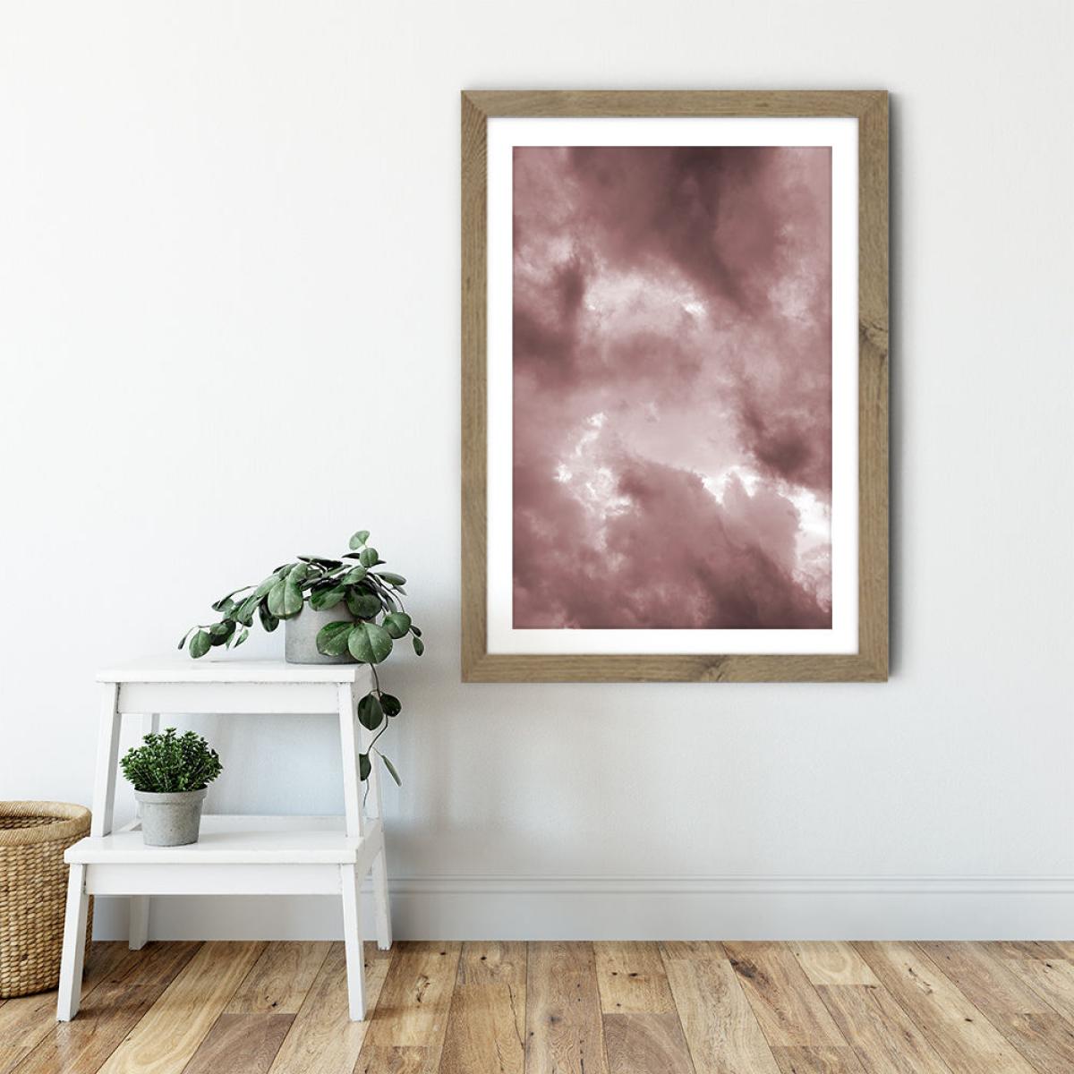 Blush Clouds Art Print Oak Frame – image 6