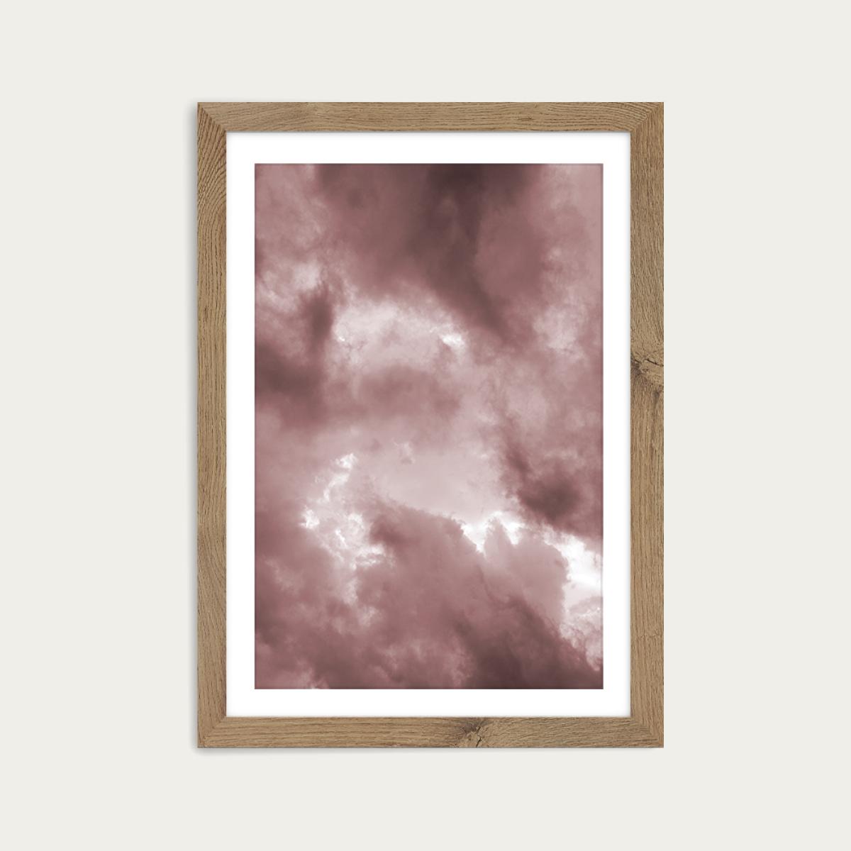 Blush Clouds Art Print Oak Frame – image 1
