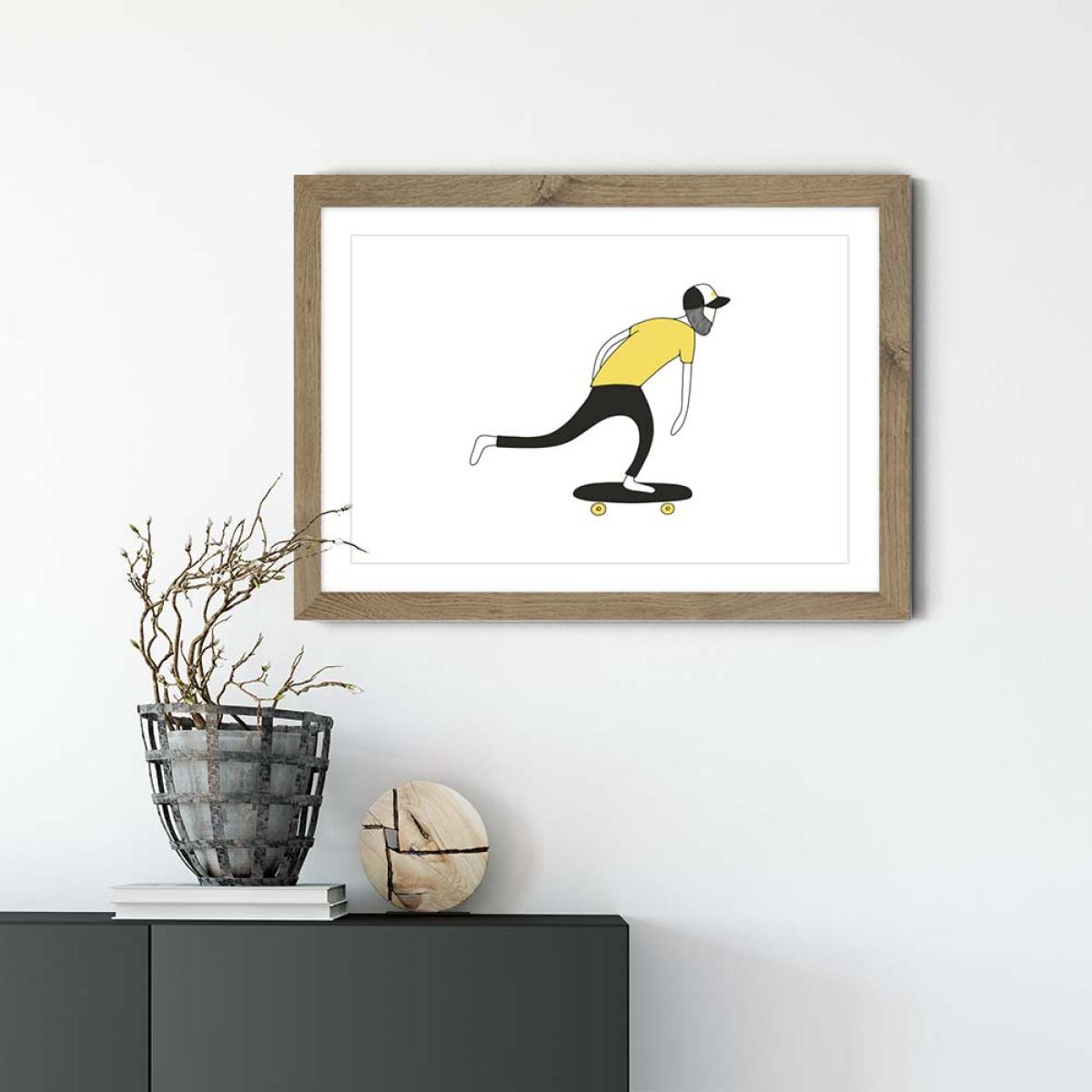 Retro Push Art Print Oak Frame – image 2