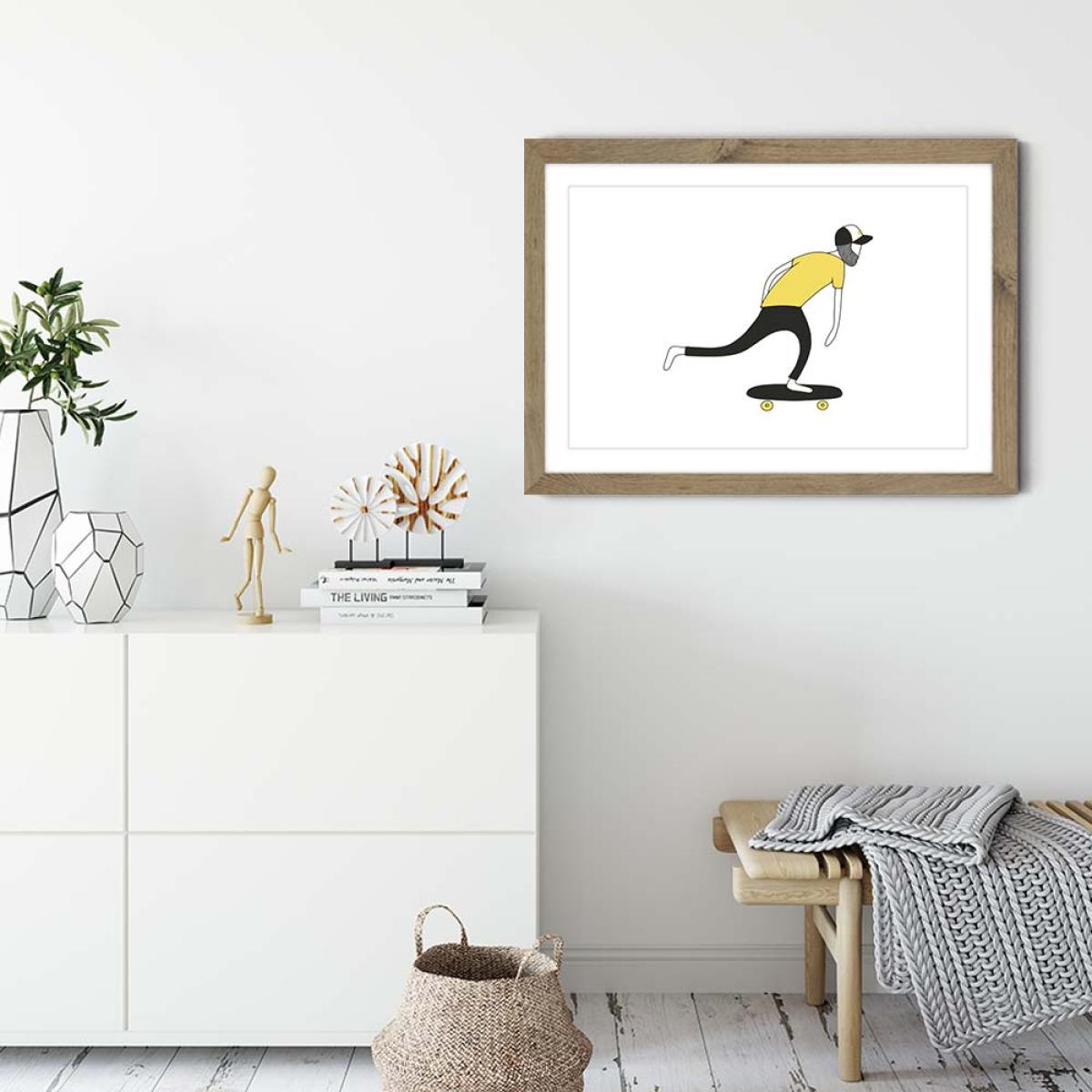 Retro Push Art Print Oak Frame – image 5