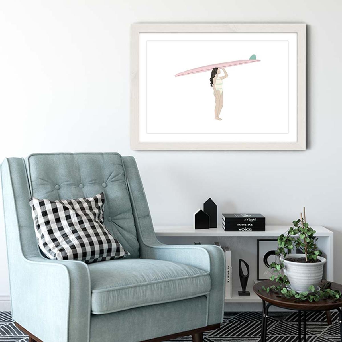 Strawberry Art Print White Frame – image 4