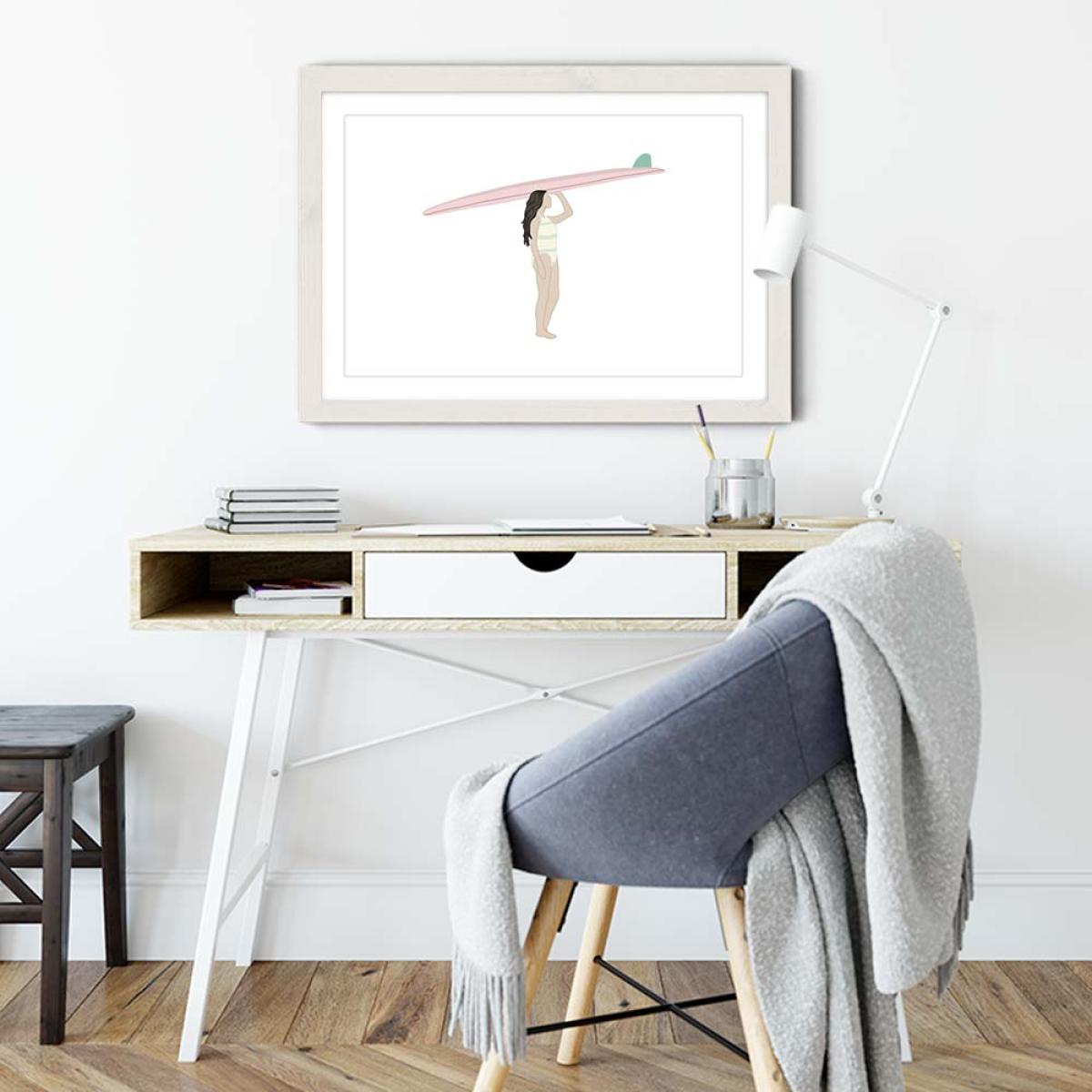 Strawberry Art Print White Frame – image 5