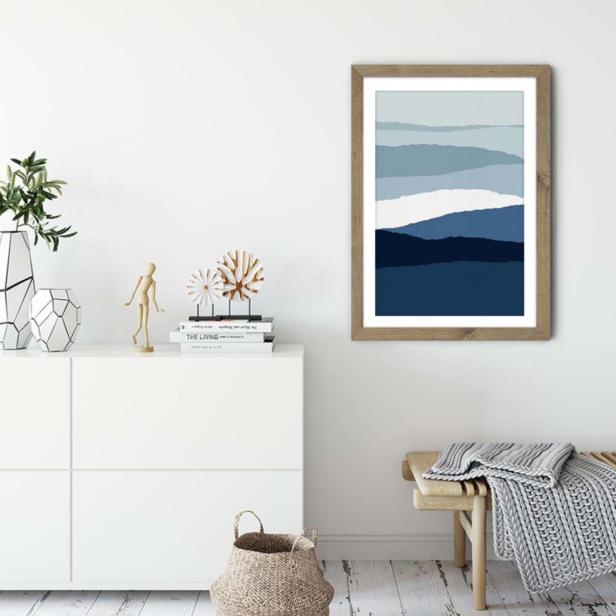 Blue Abstract II Art Print Oak Frame – image 3